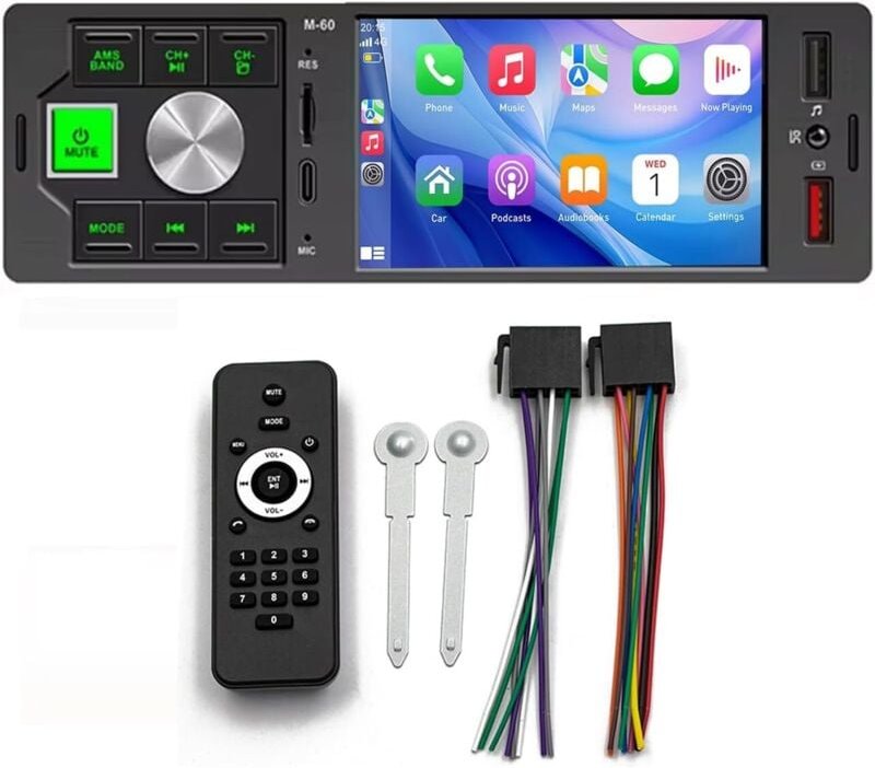 Carplay Android Auto Bluetooth 4,1" Single Din 12 V Autoradio Freisprecheinrichtung Auto-Audio-Player unterstützt Mirror...