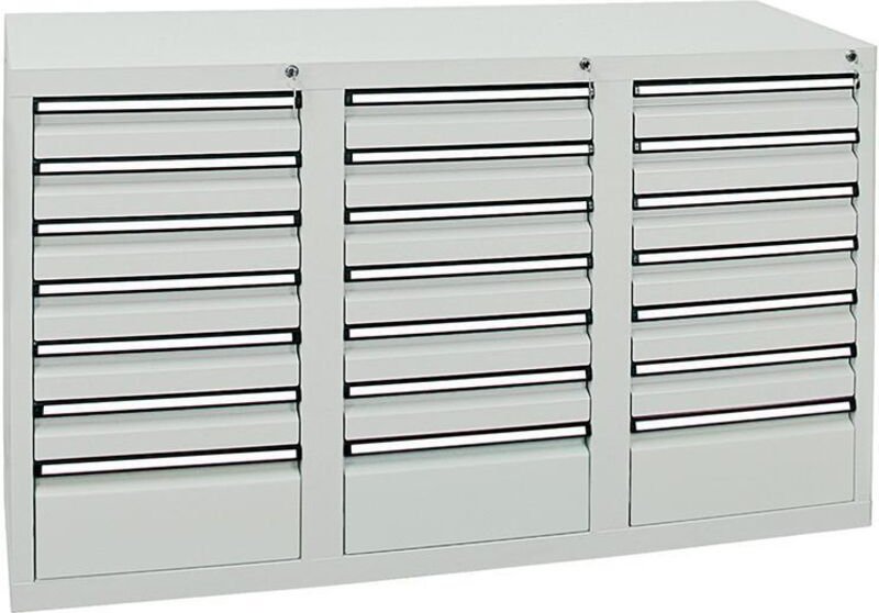 Schubladenschrank Serie sts 410, 21 Schubladen lichtgrau (18x100, 3x200mm) - Stumpf