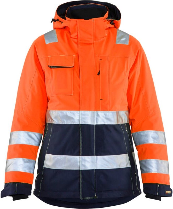 Thumbnail - Arbeitsjacke mit Futter, hohe Sichtbarkeit, Damen 4872 – Neonorange/Navy XXXL