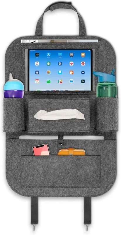 1 x Auto-Rückenlehnenschutz, Filz-Rücksitzschutz für Kinder, 60 cm/23,6 Zoll, Rücksitztasche, Organizer, Aufbewahrungssy...