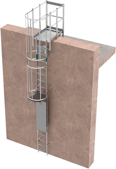 Ortsfeste Steigleitern mit Tür - Steighöhe von 10,22 bis 11,06m - CRINO-SFP/004-7872