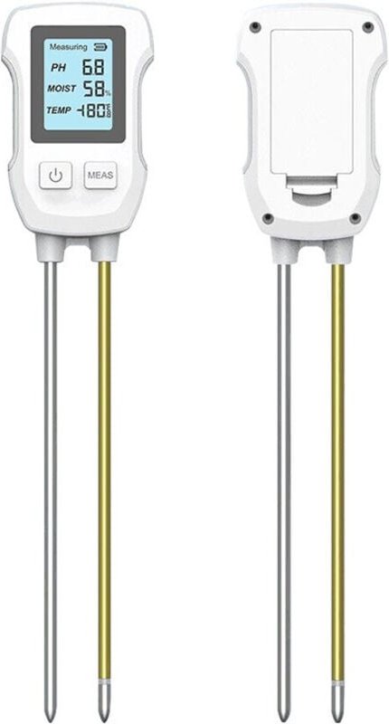 3-in-1-pH-Bodentester, Temperaturmessung und Hygrometersensor, Säure-Base-Bodentester mit hintergrundbeleuchtetem LCD-Di...