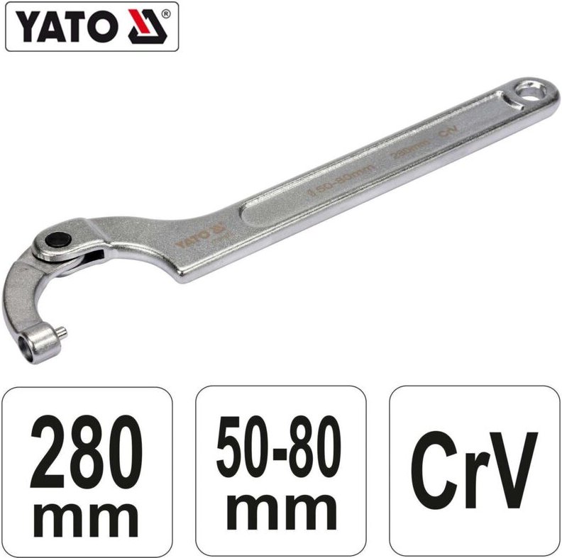 Yato - hakenschlüssel mit runden stift, gelenkt 50-80 mm / YT-01677 /