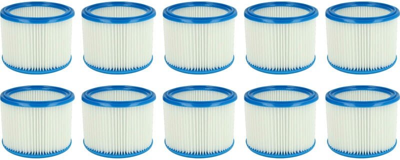 10x Faltenfilter kompatibel mit Nilfisk / wap Attix 550-01, 550-11 Staubsauger - Patronenfilter, Blau Weiß - Vhbw