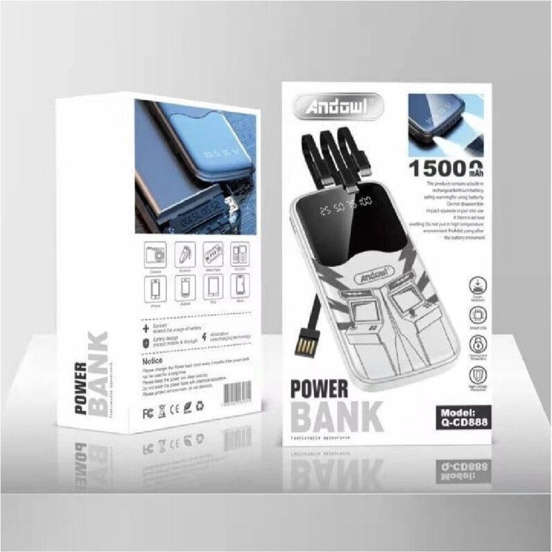 Trade Shop - powerbank 15000 mah Q-CD888 tragbare taschenlampe mit led-licht lädt bis zu 5 geräte -