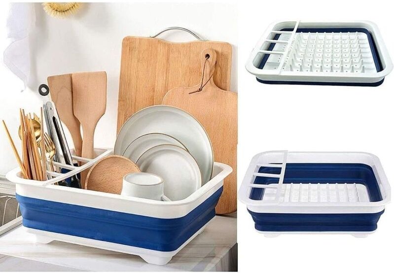 Hochwertiges, faltbares, stabiles und platzsparendes Abtropfgestell für unterwegs, kleine Küchen, Wohnwagen und Wohnunge...