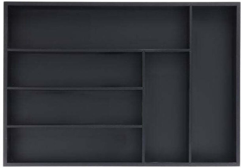 Schwarzer besteckkasten mit 6 fachern