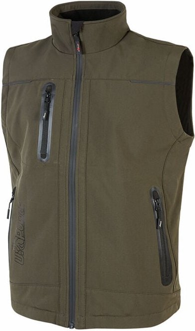 Thumbnail - Unisex Softshell-Arbeitsweste ohne Ärmel, Dunkelgrün, Größe S