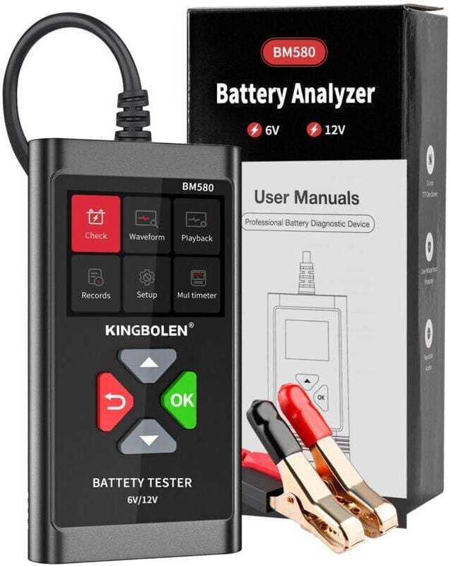 BM580 12-V-Autobatterietester, 100–2000 CCA, Auto-Lichtmaschinen-Spannungstester, Analysator und Detektor, Motorrad, ATV...