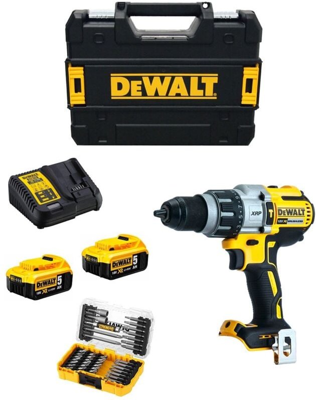 Thumbnail - Schlagbohrschrauber DeWALT DCD996P2T (2 x 5,0 Ah + DCB115 + TSTAK II) + Set mit 40 Schrauber bits