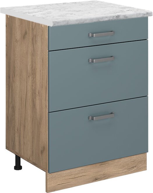 Vicco - Küchenschrank R-Line, Blau-Grau, 60 cm ap Marmor
