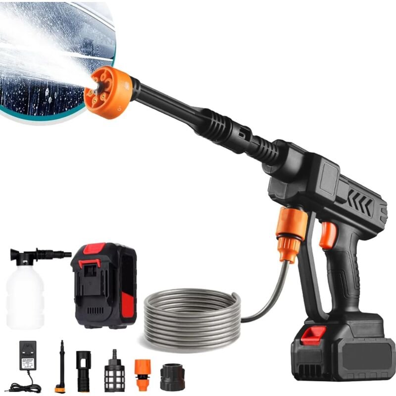 Thumbnail - 48 V 600 W Hochdruckreiniger, vielseitige tragbare Druckwasserpistole mit mehreren Modi und 6-in-1-Multifunktionsdüse, D...
