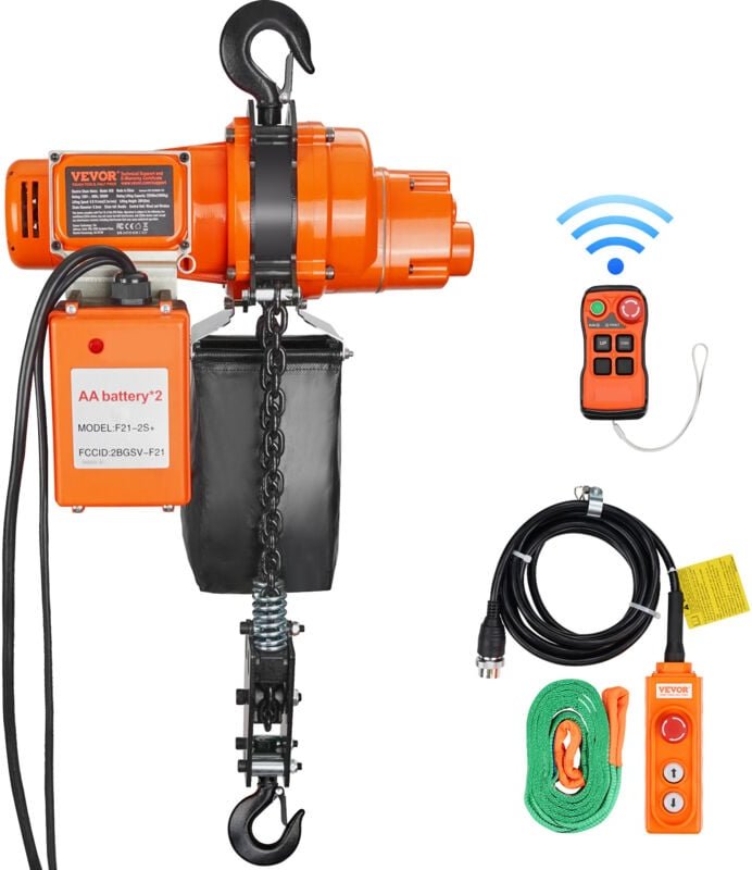 VEVOR Elektrischer Kettenzug, 998 kg Tragkraft, 6 m Hubhöhe, 11.500 U/min, Hebezug mit Kette, 100 m kabellose und 4,5 m ...