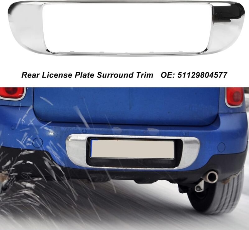 Chrom-Nummernschildrahmen-Halterung, 51129804577, hintere Stoßstangen-Nummernschild-Einfassungsleiste für Base Countryma...