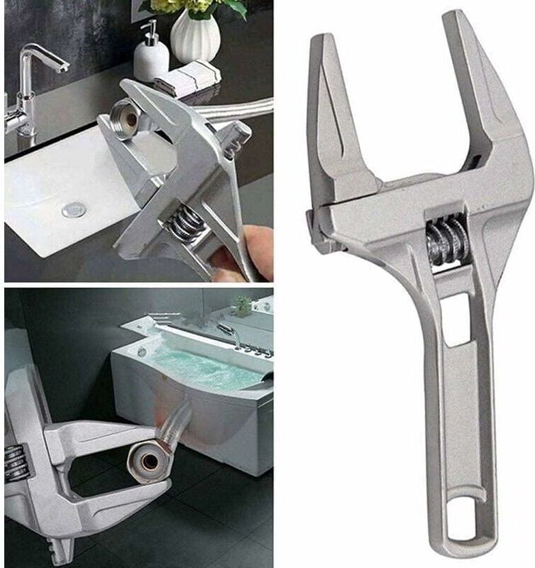 Ultradünner und extra breiter verstellbarer Schraubenschlüssel 16–68 mm, einteilig, silber