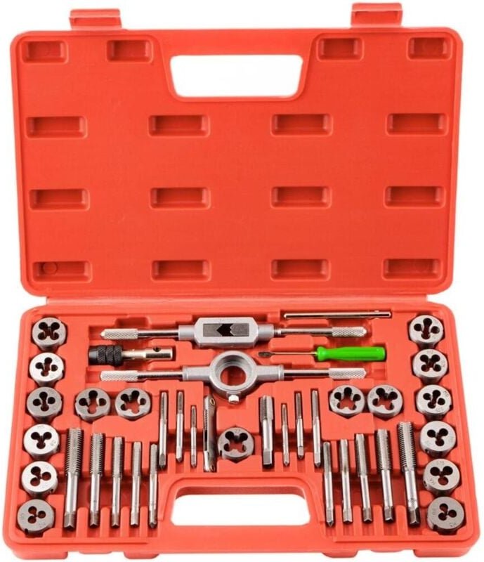 40-teiliges Gewindebohrer- und Schneideisen-Set aus Stahl, metrisch, M3–M12, Flöte, Gewindebohrer, Gewindeschneider, Sch...