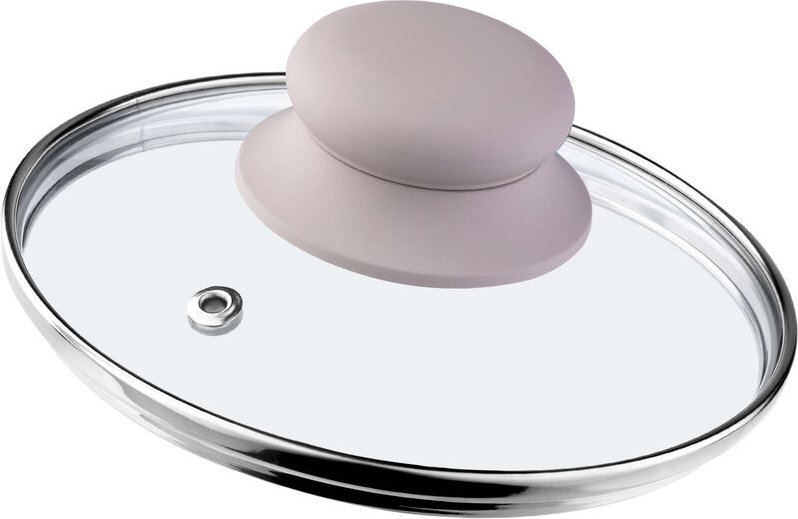 Kadax - Glasdeckel mit Griff aus Silikon, Deckel mit Dampfloch, 14 cm, beige