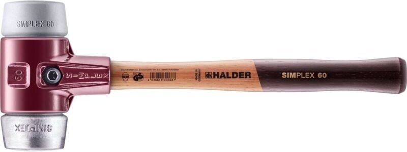 SIMPLEX-Schonhammer, TPE-mid / Weichmetall mit Tempergussgehäuse und hochwertigem Holzstiel D=60 mm 3039.060