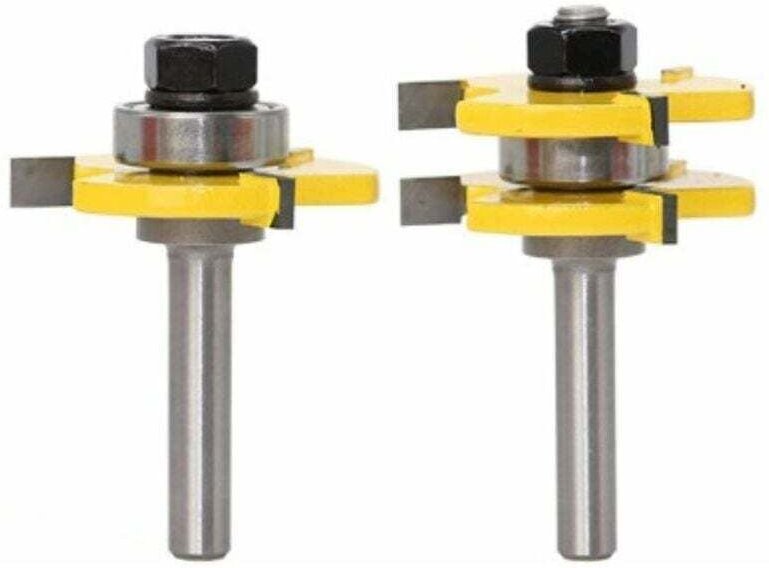 CHOYCLIT Nut- und Federfräser-Set, 3 Nuten, 8 mm Schaft, T-Form, Holzfräser, Holzbearbeitungswerkzeuge