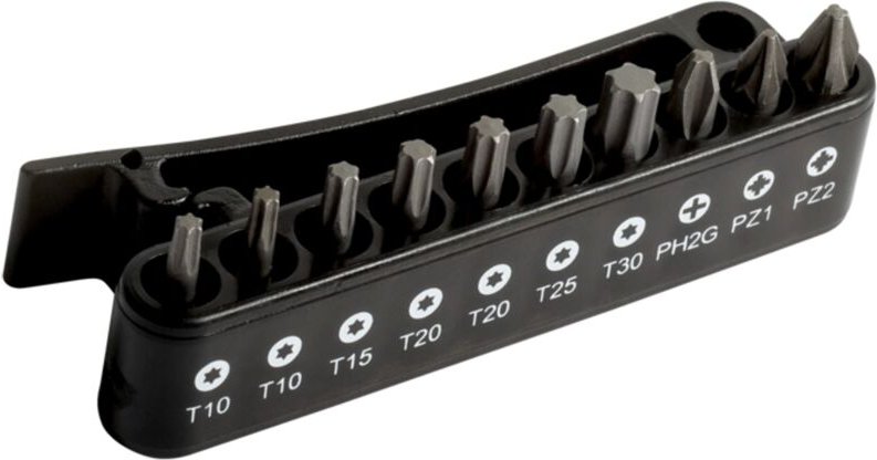 Bahco 1/4 Bit Satz für Phillips-, Pozidriv- und TORX-Schrauben im Kunststoffhalter mit Gürtel-Clips - 10-tlg.