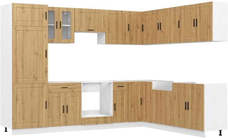 14-tlg. Küchenschrank-Set Porto Artisan-Eiche Holzwerkstoff Vidaxl