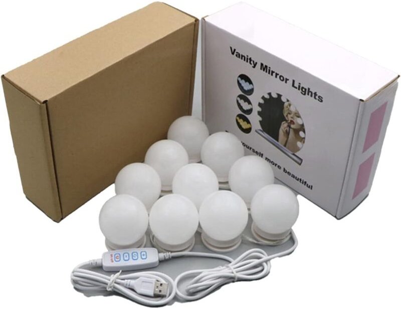 LED-Kosmetikspiegelleuchten, 10 Glühbirnen, LED-Spiegelleuchte mit USB-Netzkabel, RAPANDA