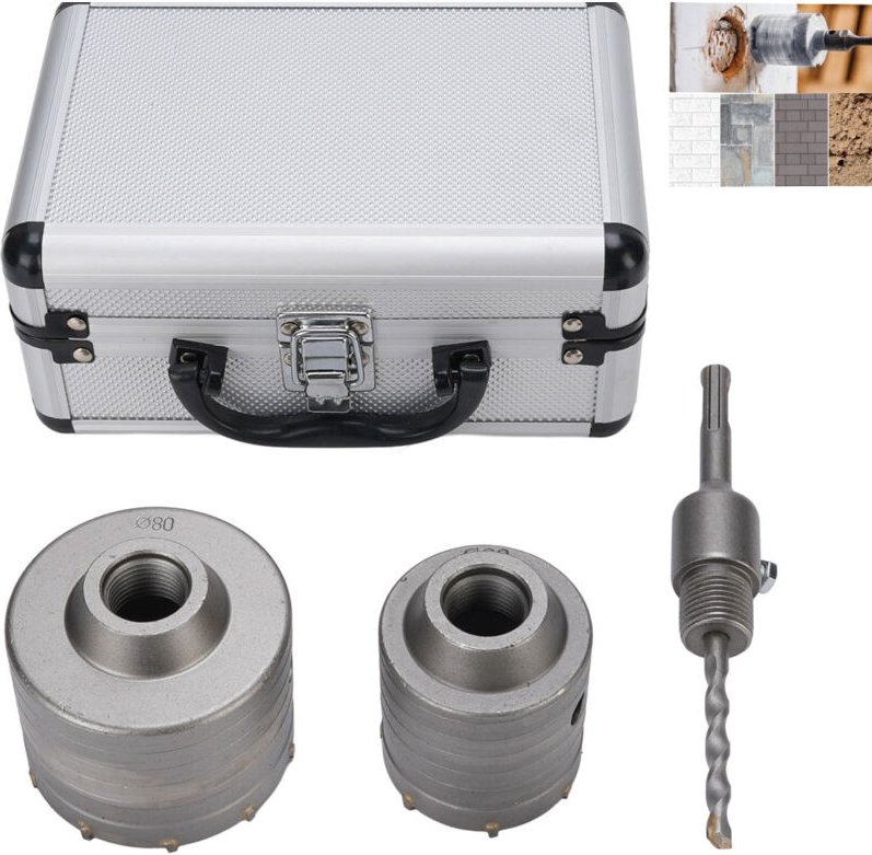 Kit de Scie Cloche à Béton , Forets Circulaires, Scie Cloche pour Béton, Ciment, Mur de Briques, Pierre, Maçonnerie, 60,...