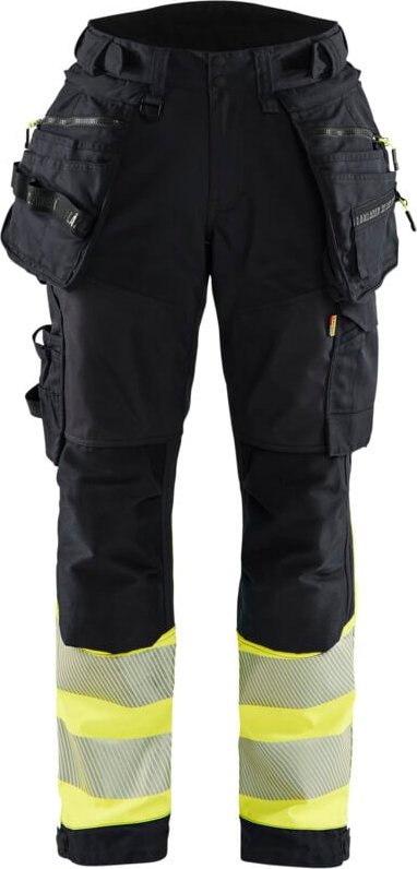 Thumbnail - Softshell-Hose Hochsichtbarkeit Klasse 1 Damen 7114 - Schwarz/Gelb M - FR(40) - SE(C38) - Kurz