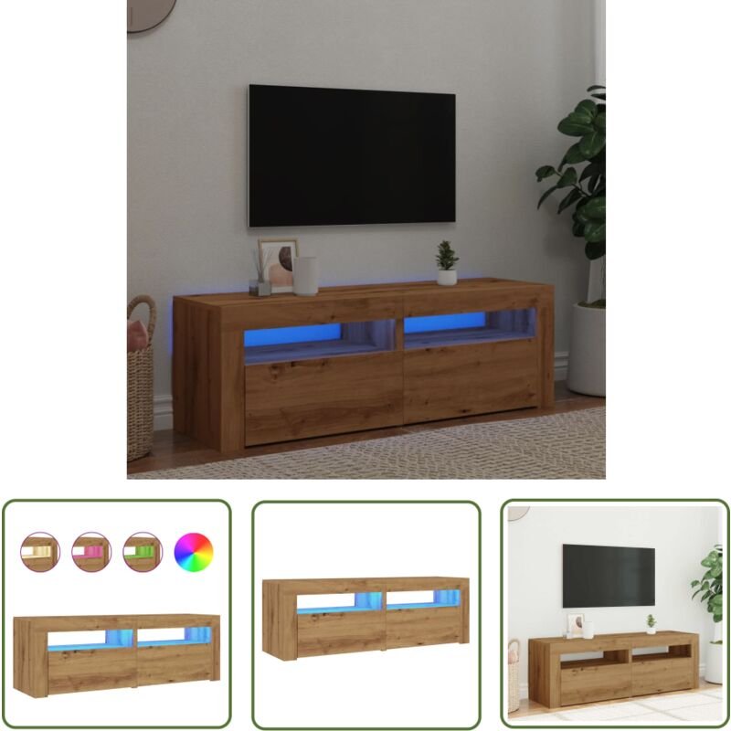 Thun - vidaXL TV-Schrank mit led Artisan-Eiche 120x35x40 cm Holzwerkstoff