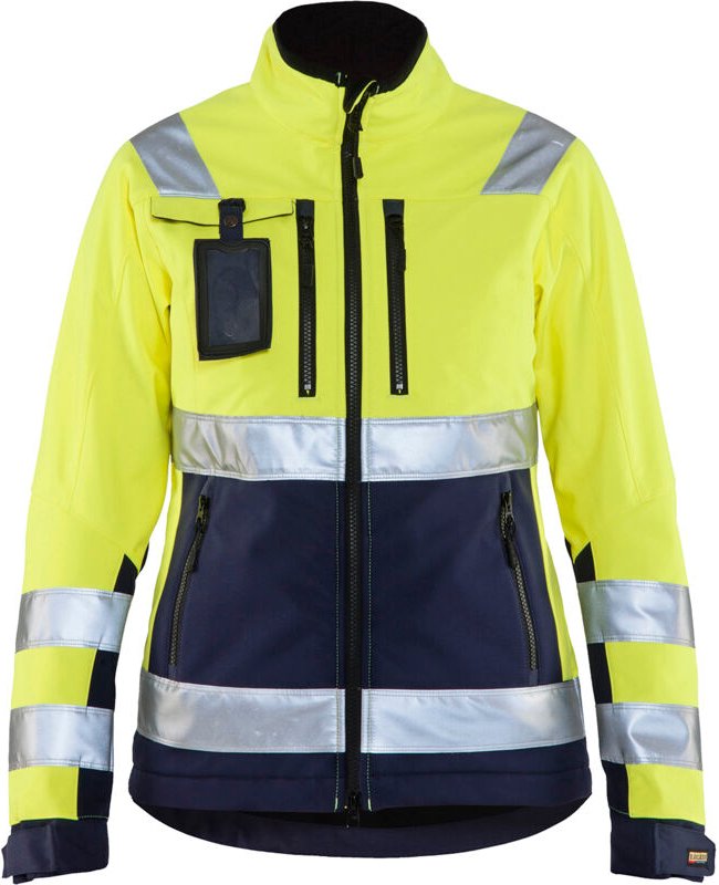 Arbeits-Softshelljacke mit hoher Sichtbarkeit für Damen 4902 – Neon Gelb / Marine XL