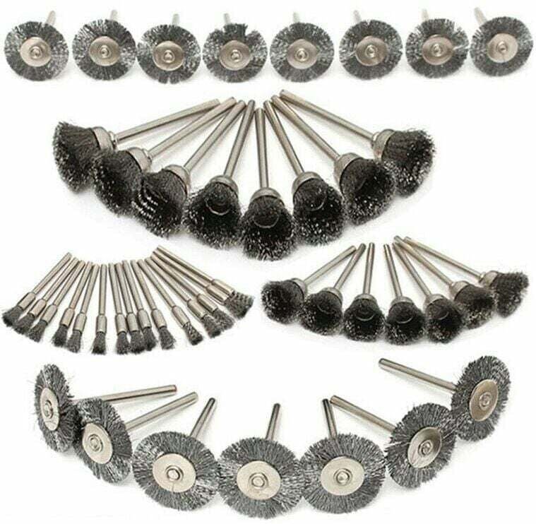 45-teiliges Edelstahl-Drahtbürsten-Set 10/15/25 mm mit 1/8 Schaft zum Polieren