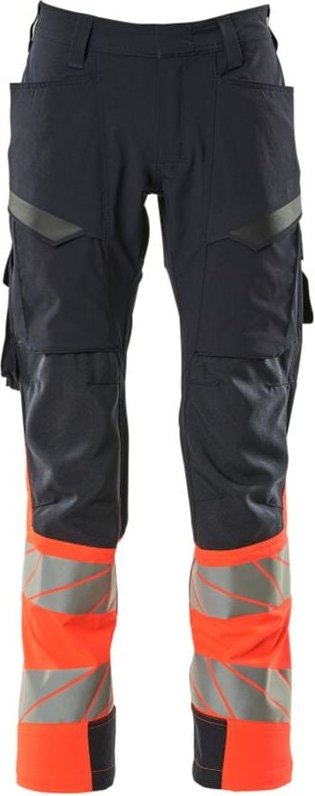 Thumbnail - Hose mit Schenkeltaschen 19379-510-10222 Gr. 82C48 schwarzblau/hi-vis rot - Mascot