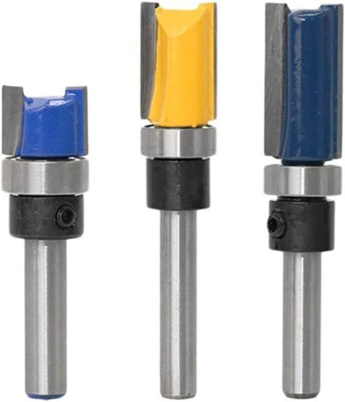 Stück 6,35 mm Schaft Bündigfräser mit Unterlager Kopierschneider Fräser für die Holzbearbeitung – Schneidklinge 11,9, 20...