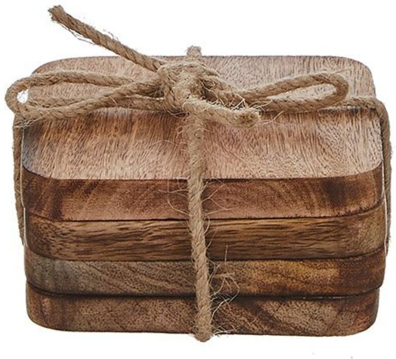 Mica Decorations - Satz 4uni. Mangoholz Untersetzer Modell duko