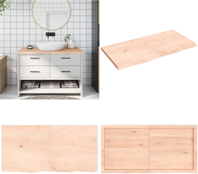 Thumbnail - Waschtischplatte 120x60x(2-4) cm Massivholz Unbehandelt - Massiver Eichentisch - Eiche Arbeitsfläche - Holz Waschttisch ...