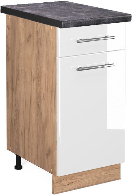 Vicco - Küchenunterschrank Fame-Line, Weiß Hochglanz, 40 cm , ap Anthrazit