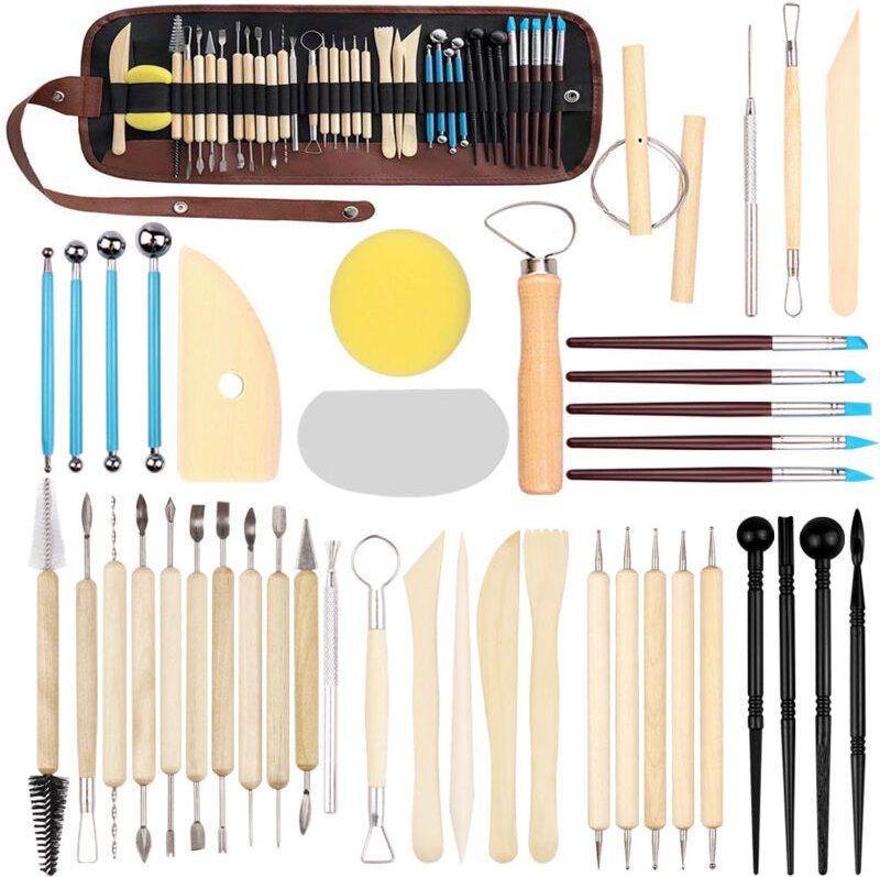 43-teiliges Bildhauerwerkzeug-Set, Töpferwerkzeuge, Keramik-Werkzeugset, Ton-Werkzeugset, Töpferwerkzeugset mit Aufbewah...