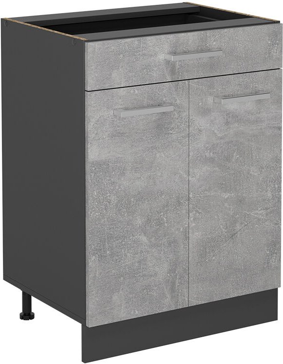 Küchenunterschrank R-Line, Beton, 60 cm mit Schublade, ohne Arbeitsplatte Vicco
