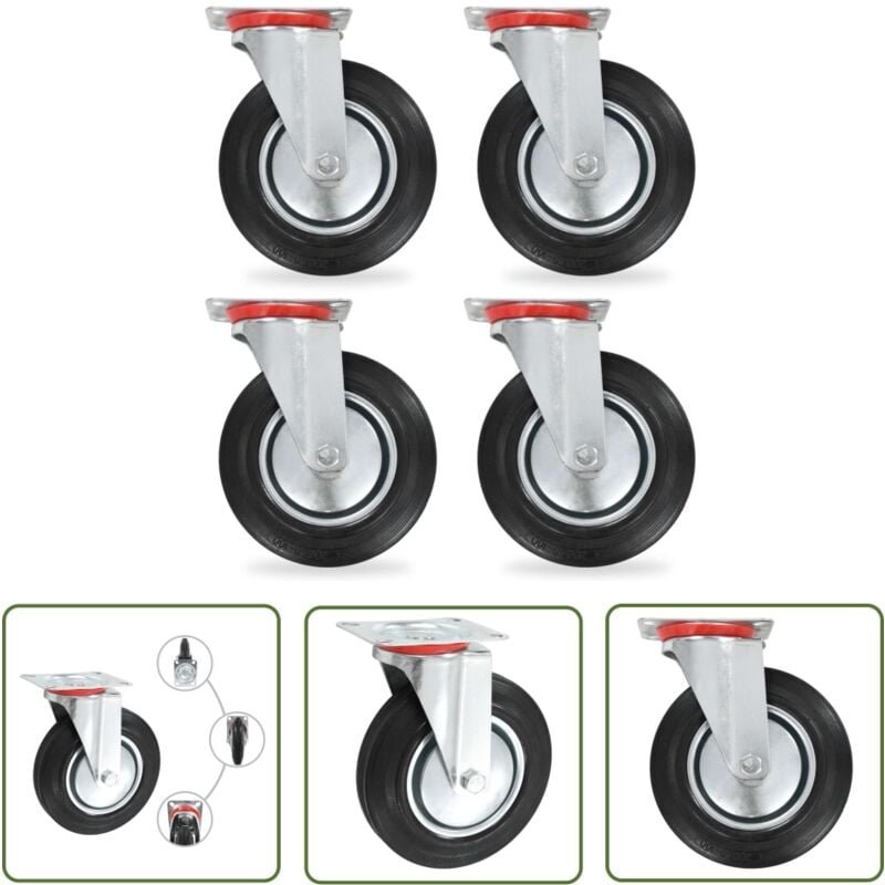 The Living Store - vidaXL Lenkrollen 4 Stk. 200 mm