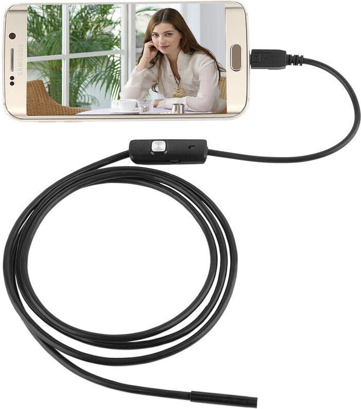5,5 mm bis 2 m langes USB-Endoskop mit weichem Kabel, 2-in-1-HD-Kamera, USB-Inspektions-Endoskopkamera für Android