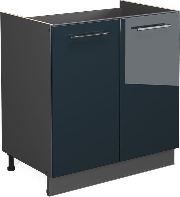 Spülenunterschrank Fame-Line, Dunkelblau Hochglanz, 80 cm ohne Arbeitsplatte Vicco