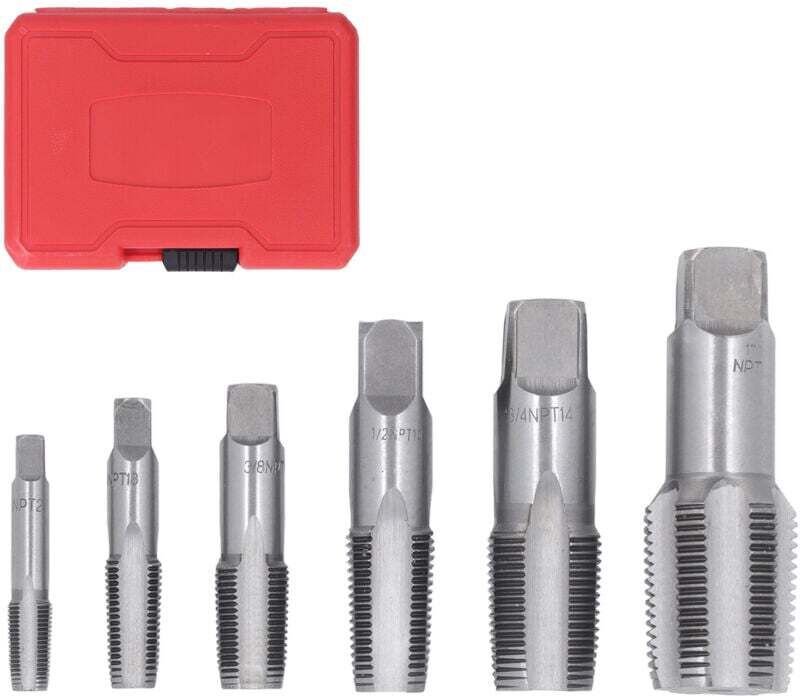 Ulisem 6-teiliges NPT-Gewindeschneidwerkzeug-Set, Gewindebohrer-Set aus Kohlenstoffstahl für PVC-Rohre, Stahlbohrer zum ...