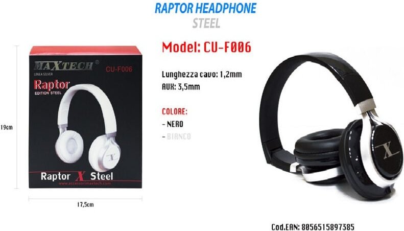 Trade Shop - CUFFS MIT MICROFONO FILO 3.5 MM PC COMPUTER MAC NOTEBOOK MP3 PORTATILI MAXTECH CU-F006 -