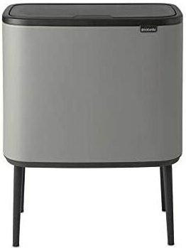 Brabantia - Bo Touch Bin Mülleimer, legierter Stahl, Kunststoff, Mineralbeton grau, 3 x 11 l