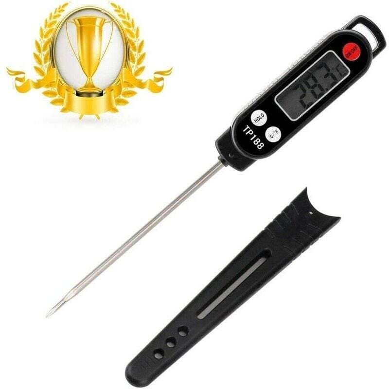 Digitales Küchenthermometer, Lebensmittelthermometer, lange Sofortsonde, 5 Sekunden, LCD-Großbild-Thermometer für Gebäck...
