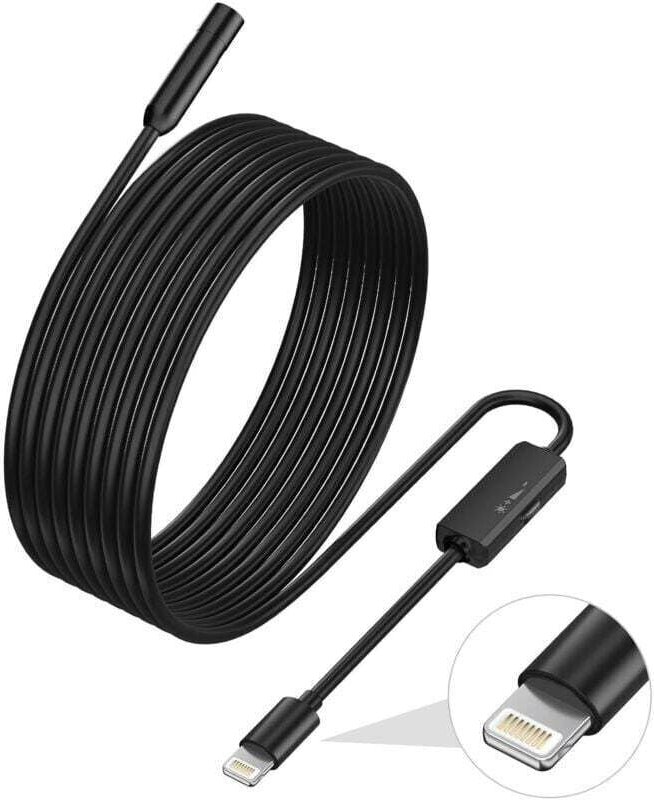 Thumbnail - Endoskop für iPhone, ILIHOME-Inspektionskamera mit 5,5-mm-Objektiv für 2 Meter halbstarres Kabel-Endoskop, IP68, wasserd...