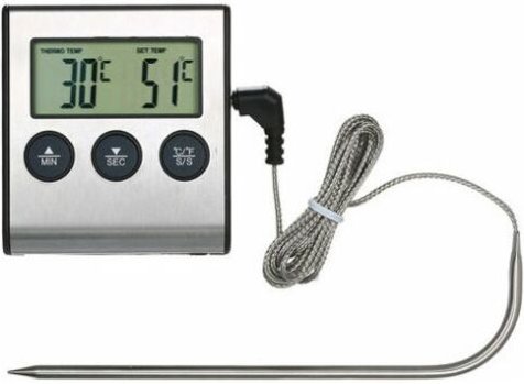 65 x 71 x 17,5 mm Lebensmittel-Kochthermometer mit Alarm-Timer-Funktion, Lebensmitteltemperaturanzeige für Küchengrill