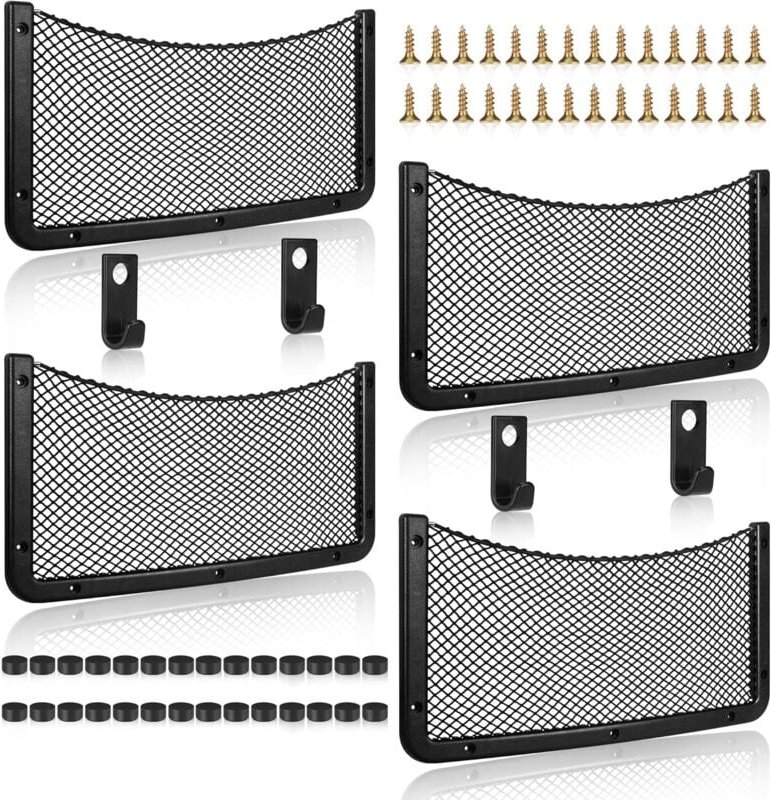 Thumbnail - 4er-Pack Auto-Aufbewahrungsnetz, Kofferraum-Aufbewahrungsnetz, große Größe, Auto-Taschen-Organizer-Tasche für Auto, Wohn...