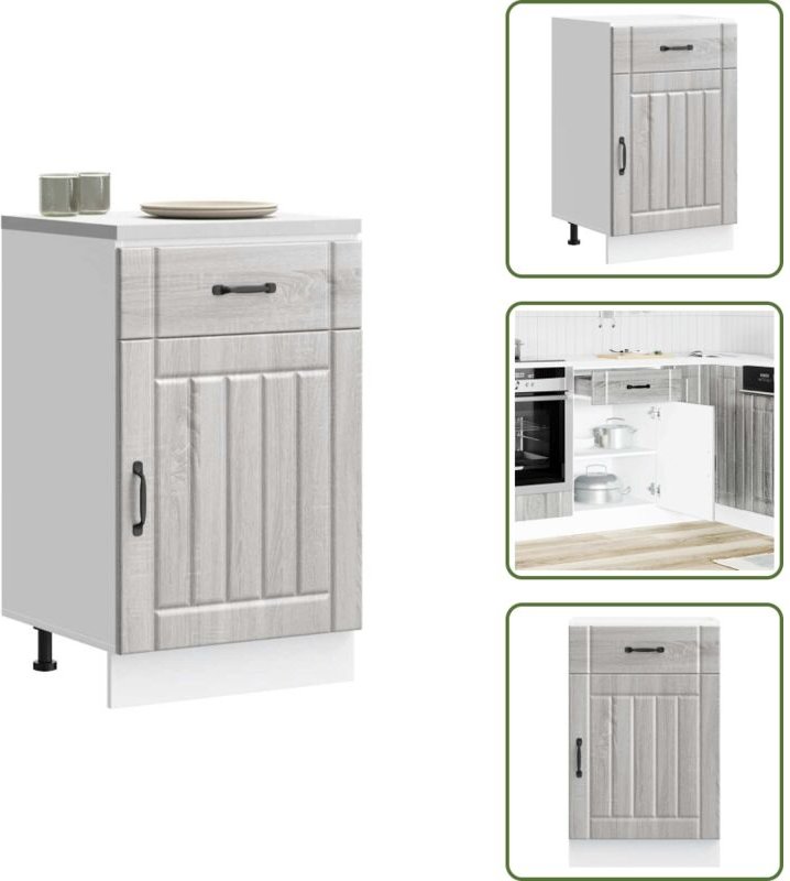 Küchen-Unterschrank Lucca Grau Sonoma Holzwerkstoff - Küchenunterschrank - Küchenunterschränke - Spülenunterschrank - Un...