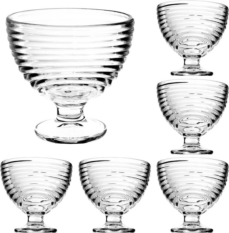 KADAX Eisgläser mit Fuß, , Gläser für Eiscreme und Desserts, Wellig, 6 Stück